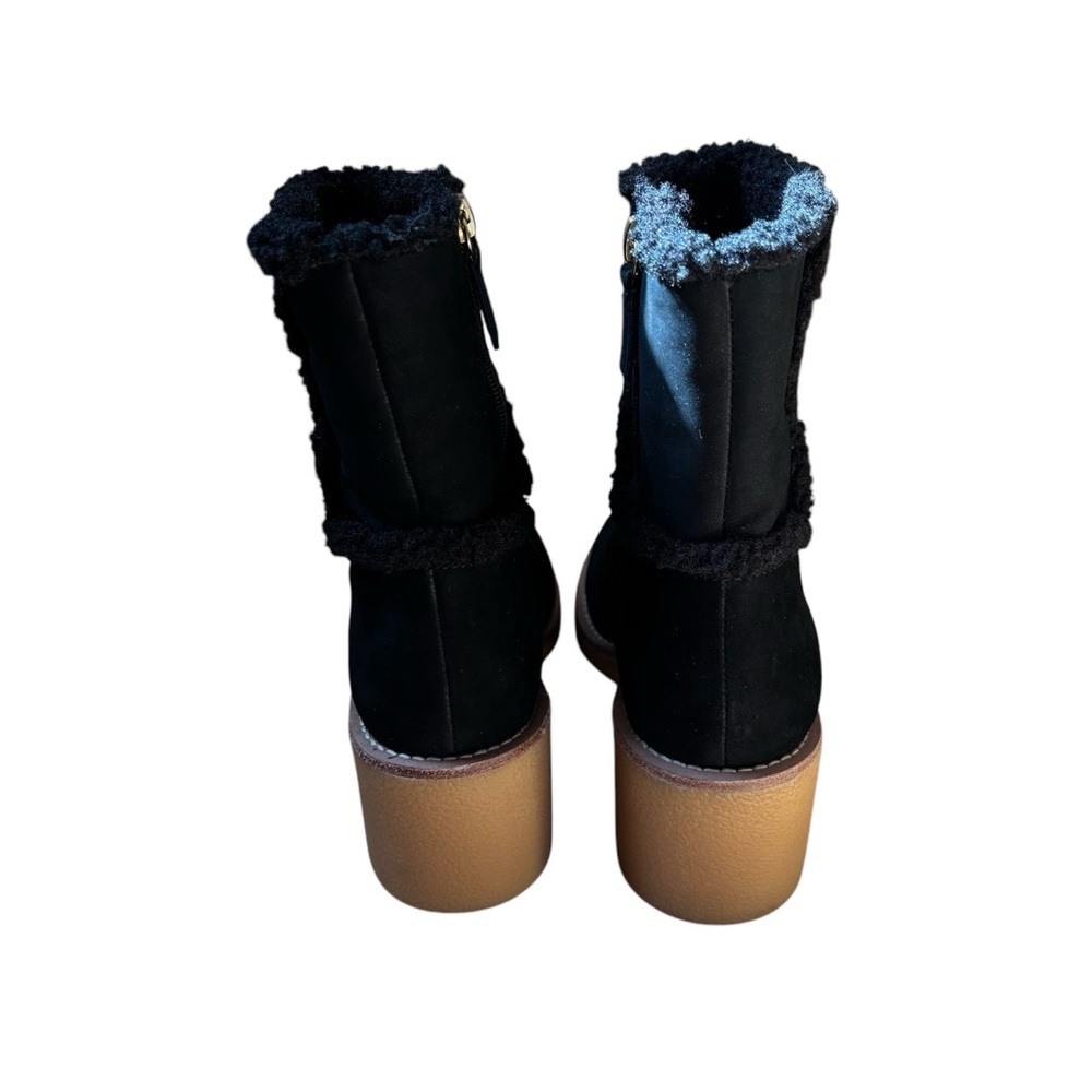 J. Crew Sherpa Stacked Heel Boots Leather Women’s Size 7.5 Faux Fur Lining - Picture 6 of 9